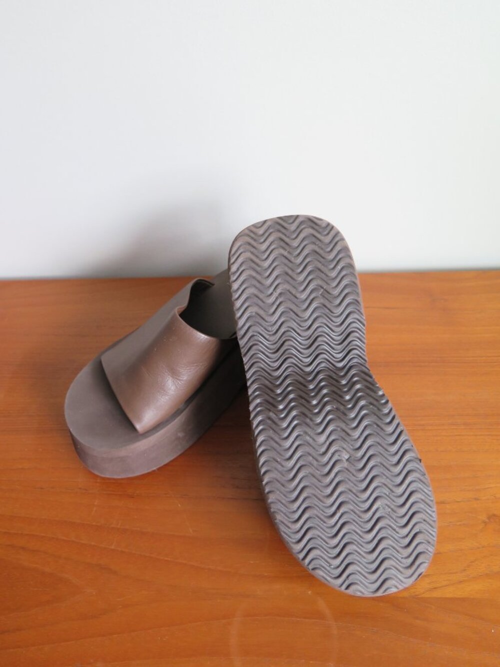 ITNO Two Wave Mule Platform Slides Brown Leather EU 38/US 7 - Picture 7 of 13